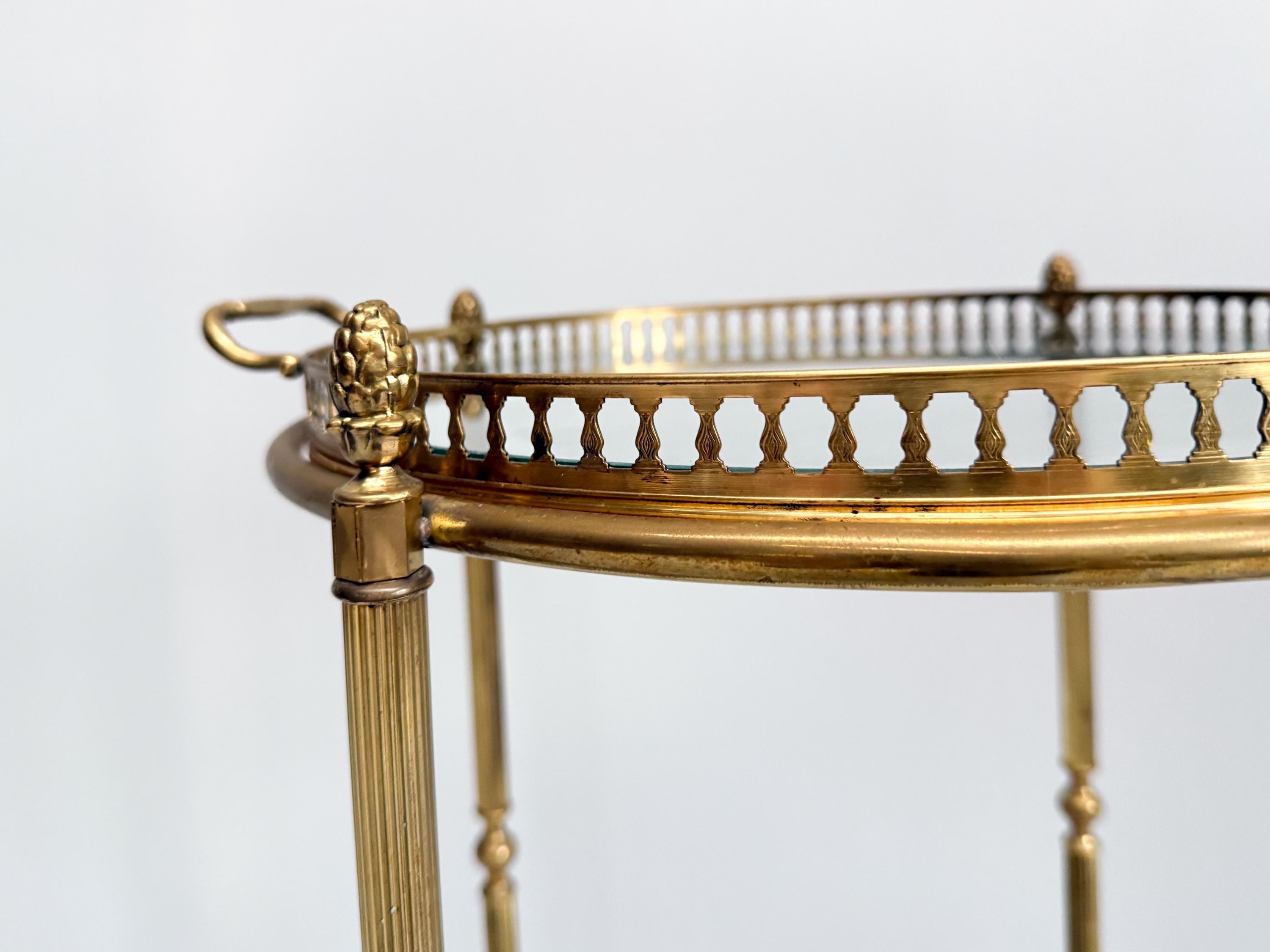 ヴィンテージミッドセンチュリーの真鍮とガラスのバーカート