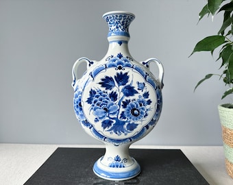 Vintage Royal Delft "Moon" Vase 1977, Porceleyne Fles, Royal Delft Blue Vase, Original Delftware, Delft Hand-painted Vase