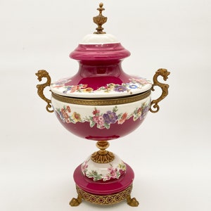 Vintage ALFA CERAMICHE Lidded Vase: Italian Porcelain Floral Centerpiece
