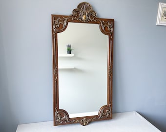 Antique Italian Ornate Wall Mirror with Brass Decor (42" x 21.55")