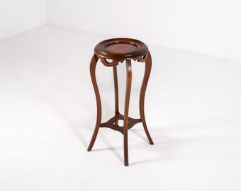 Antique Pedestal Plant Stand with Marble Top