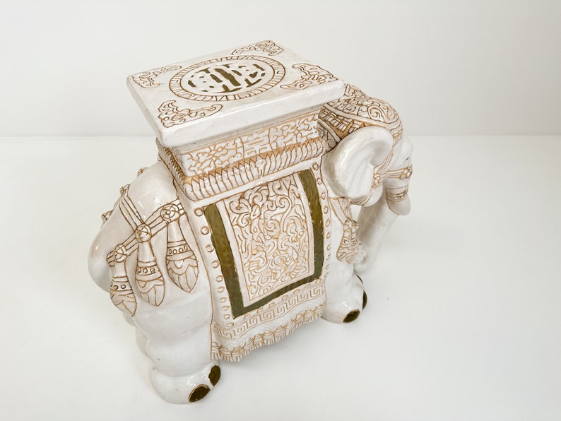 Grande table d'appoint/support pour plante éléphant en céramique vintage, décoration Mid-Century image 6