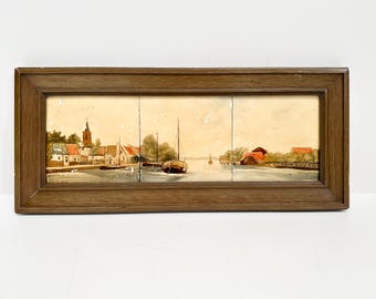 Vintage Three-Tile Tableau Set after Du Chattel | Cottage Wall Decor