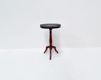 Antique Pedestal Side Table with Marble Top and Brass Gallery, Early 20th Century