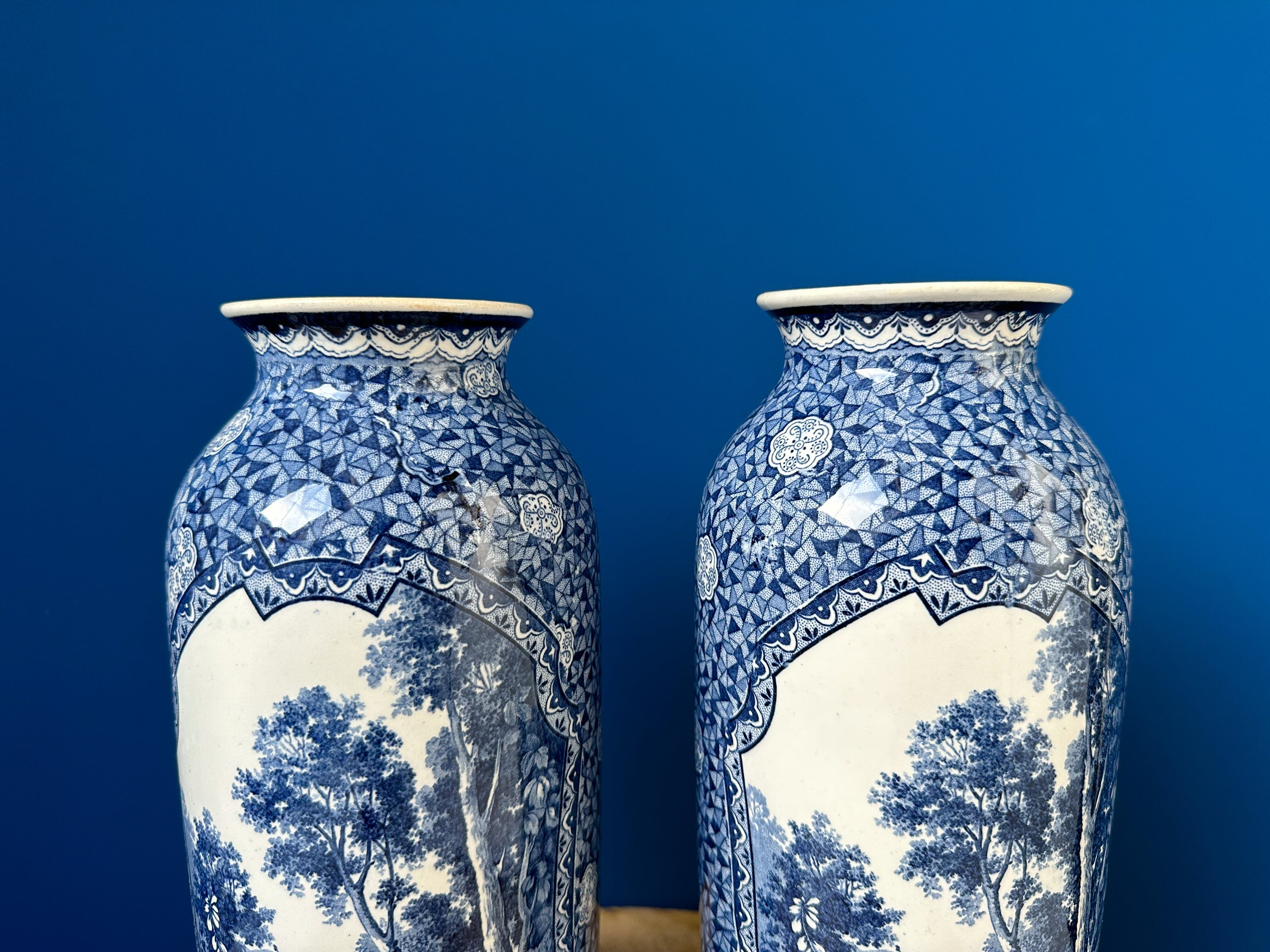 Antique Rare Pair of Villeroy and Boch Vases 12.5 High Etsy