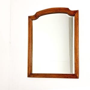 Vintage Wood Framed Mirror | Wall Hanging Mirror with Beveled Glass image 3