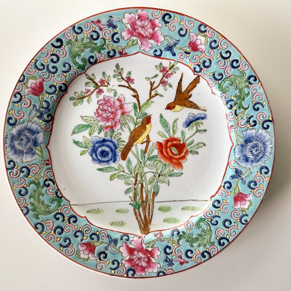 Vintage Chinese Decorative Plate, 10" Diameter, Chinoiserie, Oriental Home Decor, Asian Decor