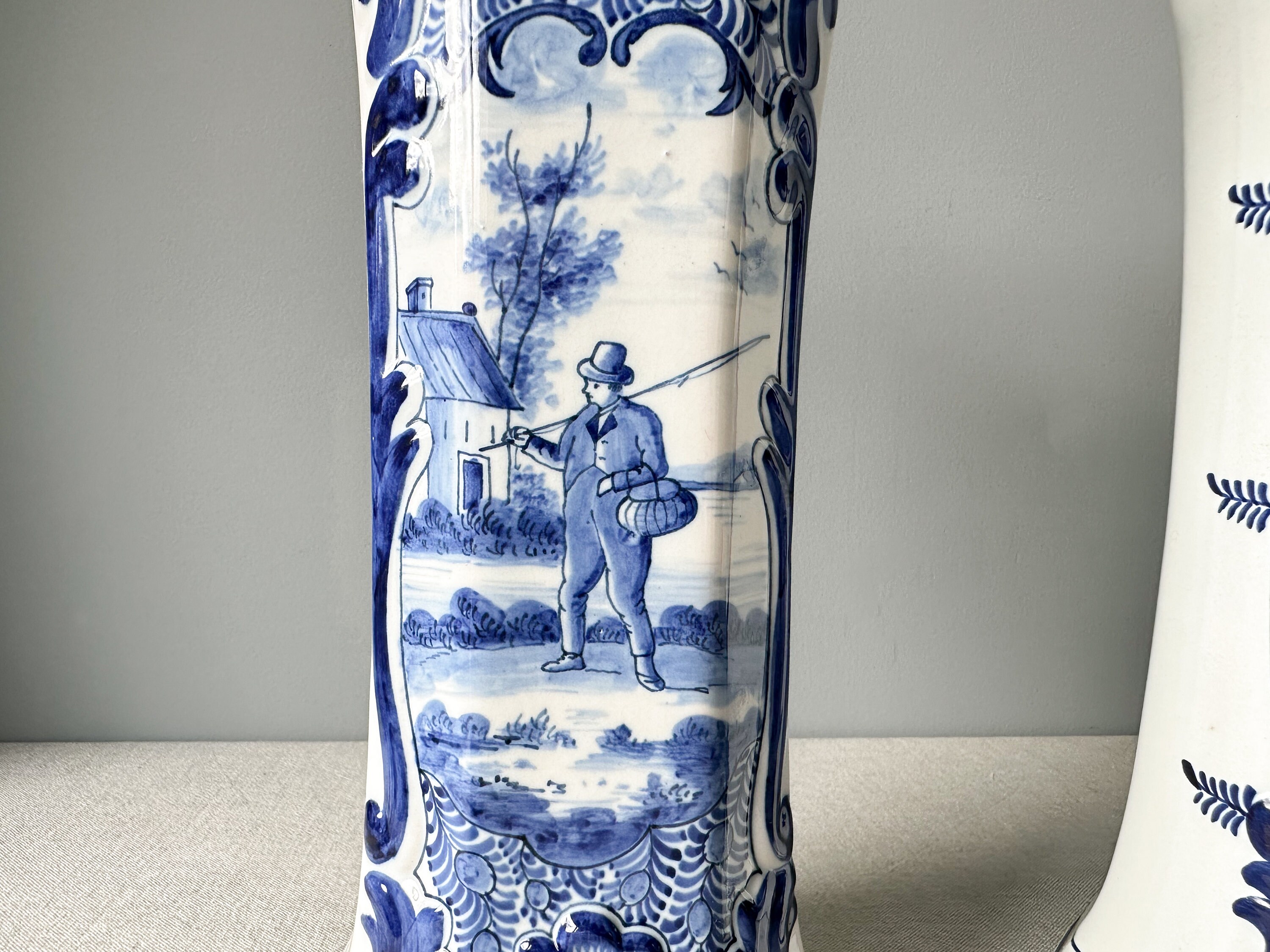 Pair of Antique RARE Delft Blue Vases Handpainted Delft Blue Etsy