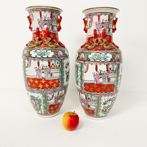 Vintage Famille Rose Medallion Vase: Hand-Painted Chinoiserie Ceramic