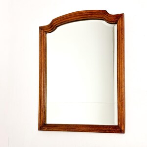 Vintage Wood Framed Mirror | Wall Hanging Mirror with Beveled Glass image 2