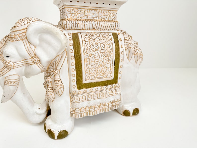 Grande table d'appoint/support pour plante éléphant en céramique vintage, décoration Mid-Century image 3