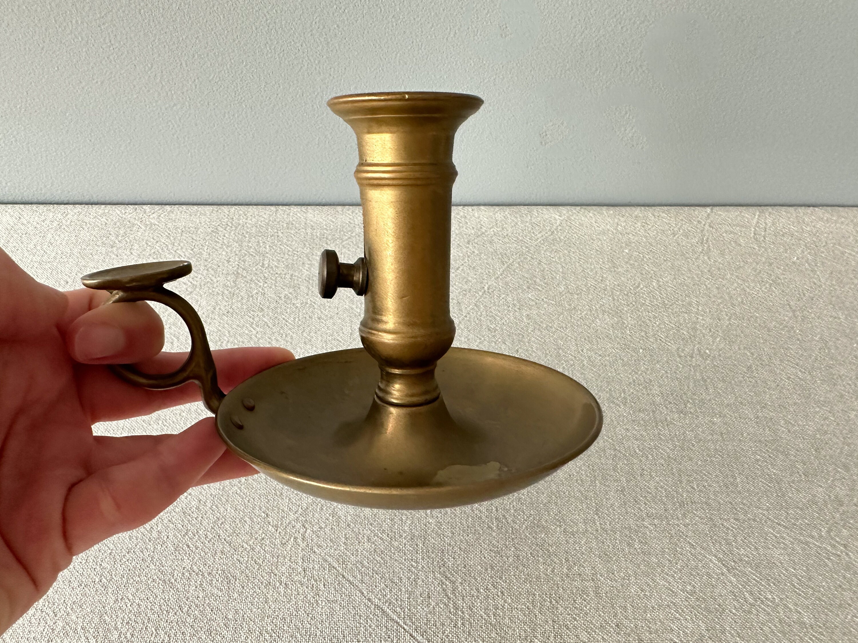 Vintage Brass Candle Holder With Pushup Mechanism Etsy