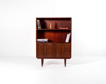 Danish Mid-Century Rosewood Bookcase Cabinet with Drop-Down Compartment, 1960s