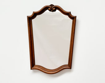 Vintage Carved Wood Framed Mirror | Scalloped Mirror