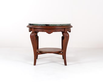 Early 20th Century Art Nouveau Side Table with Green Marble Top