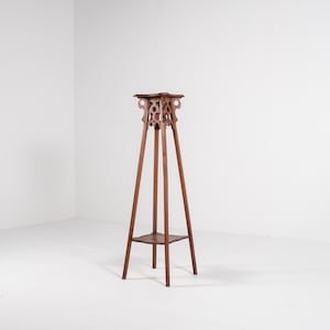 Antique Art Nouveau Plant Stand | Wooden Pedestal