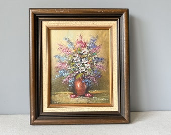Vintage Ölgemälde: Belgische Schule Stillleben, gerahmt (14,6 "x 17,1""