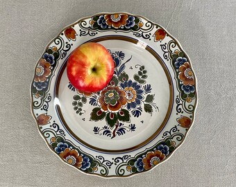 ヴィンテージの大型デルフトポリクローム装飾皿 - ロイヤル・ゴーデ