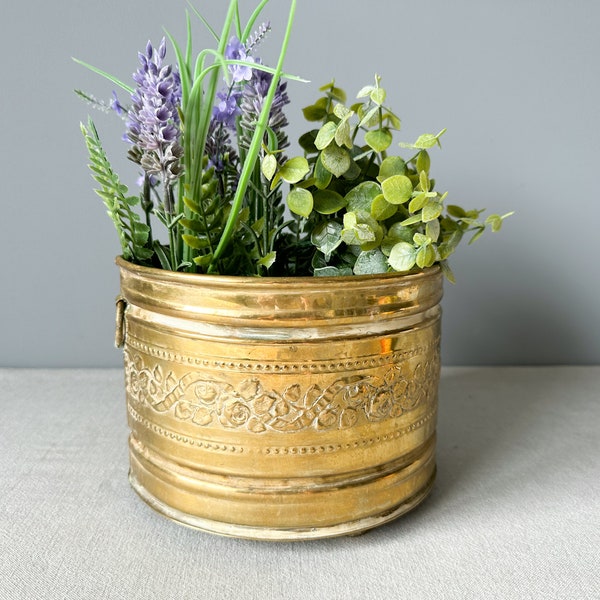 Antique Brass Jardiniere, Brass Pot, Indoor Planter, Antique Garden Decor, Antique Outdoor planter