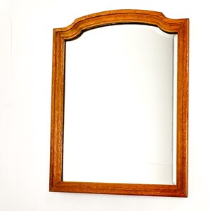 Vintage Wood Framed Mirror | Wall Hanging Mirror with Beveled Glass image 9
