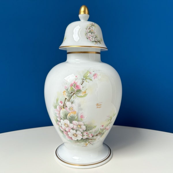 Vintage französische Limoges Vase mit Deckel, Limoges handbemalte Vase, Vergoldungsdekor, Vintage Ingwerglas, Vintage Limoges Urne