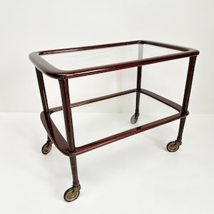Vintage Mid-century Side Table on Castors, Midcentury Modern, Retro Wooden Serving Trolley
