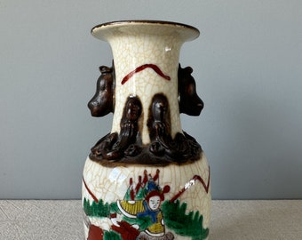 ヴィンテージ中国南京花瓶：手描きのクラックル釉陶器 - Etsy 日本