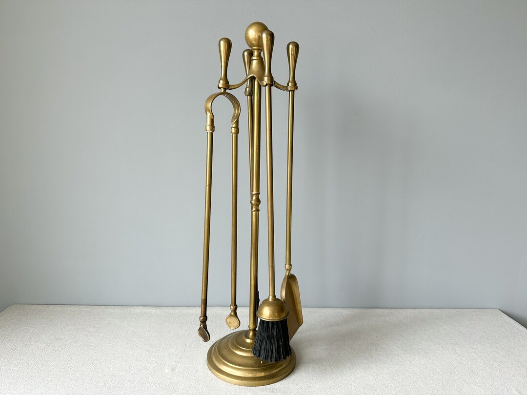 Vintage Brass Fireplace Tool Set Fireplace Decor Fireplace Etsy
