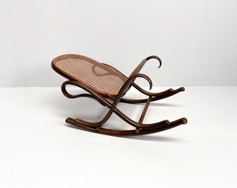 Vintage Bentwood Rocking Footstool with Cane Seat – Thonet Style