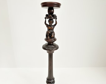 Vintage Carved Wood Pedestal or Plant Stand