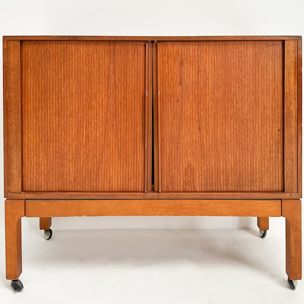 Vintage Mid-century Teak Wood Small Sideboard / Cabinet with Sliding Doors