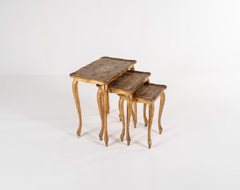 Set of 3 Vintage Italian Florentine Nesting Tables