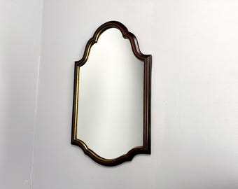 Vintage Wooden Mirror | Wall Hanging Scalloped Mirror