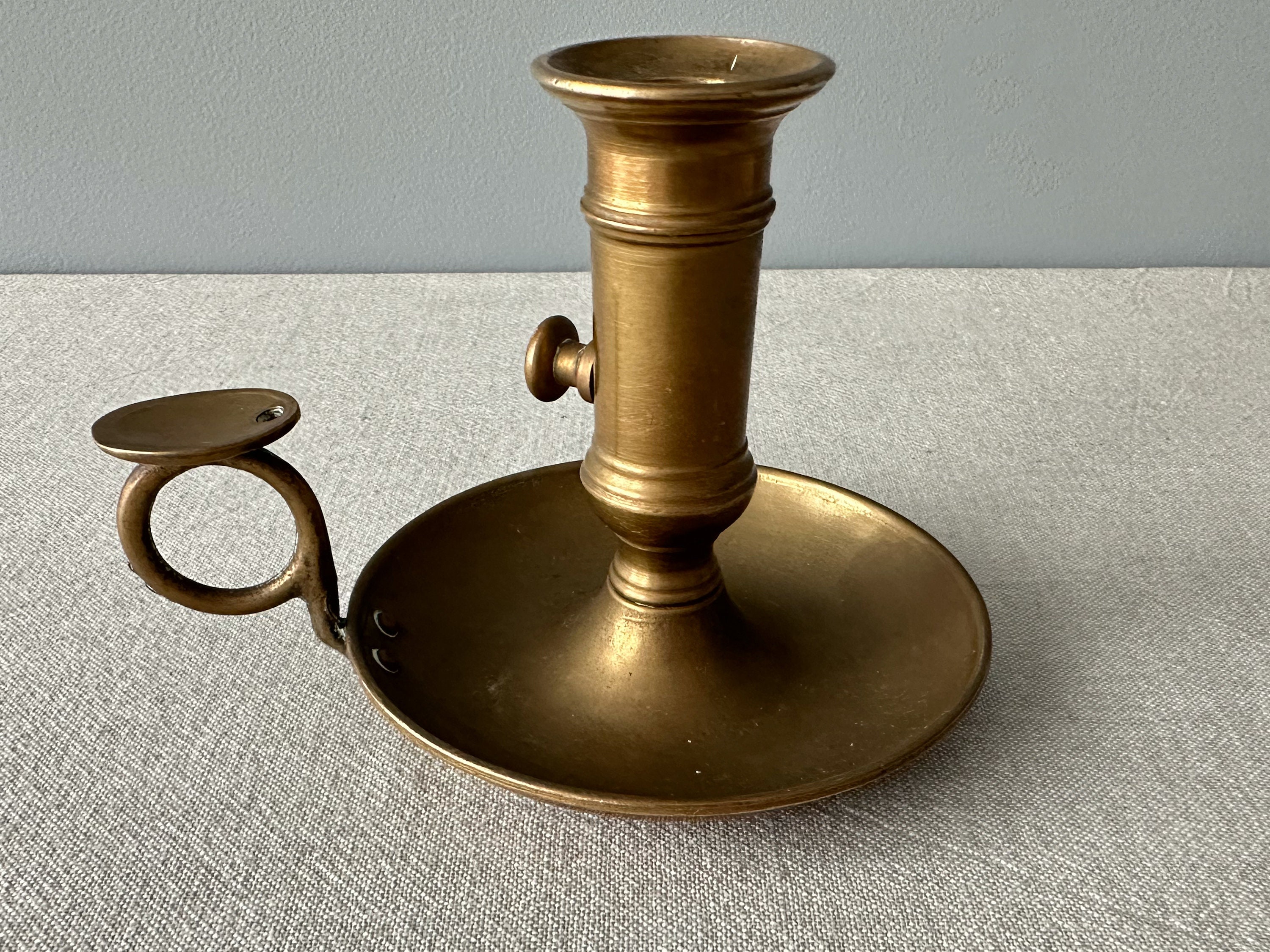 Vintage Brass Candle Holder With Pushup Mechanism Etsy