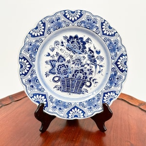 Vintage Delft Blue Wall Plate, Dutch Pottery, Blue and White Plate