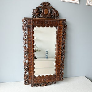 Vintage Large Carved Wood Framed Mirror, Vintage Framed Mirror, Wall Hanging Mirror, Ornate Mirror