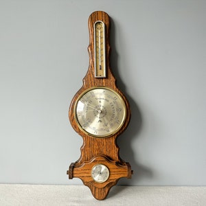 Vintage Wooden Barometer Thermometer: Dutch Weather Station Wall Decor