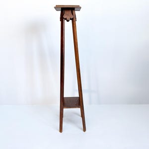 Vintage Art Nouveau Plant Stand | Wooden Pedestal