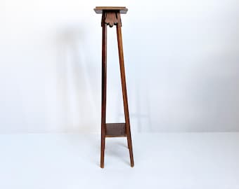 Vintage Art Nouveau Plant Stand | Wooden Pedestal