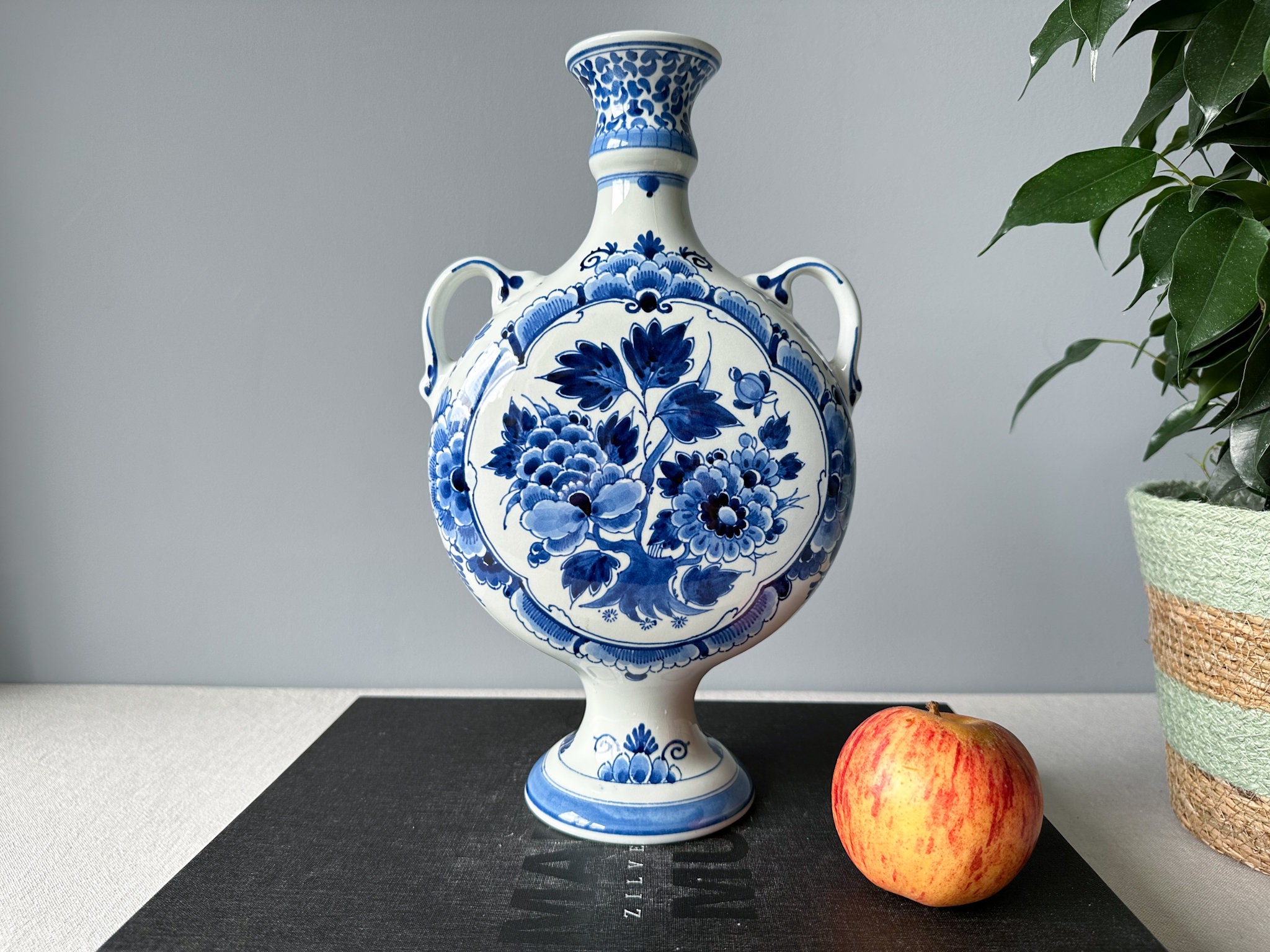 17世紀のアンティークオランダデルフトブルータイル - 蛇行模様の中国