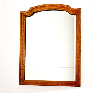 Vintage Wood Framed Mirror | Wall Hanging Mirror with Beveled Glass image 4