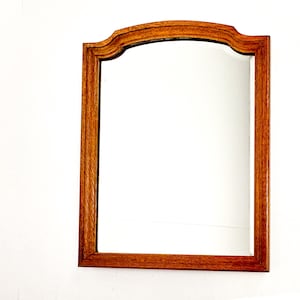 Vintage Wood Framed Mirror | Wall Hanging Mirror with Beveled Glass