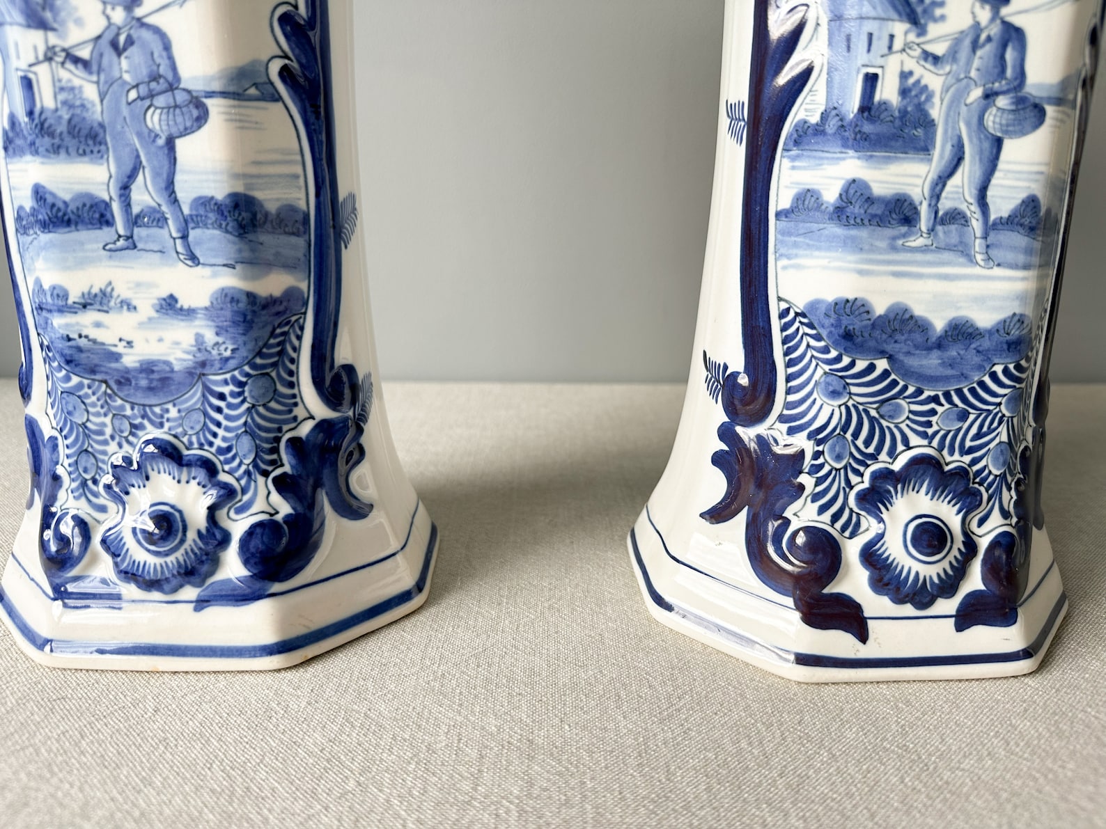 Pair of Antique RARE Delft Blue Vases Handpainted Delft Blue Etsy