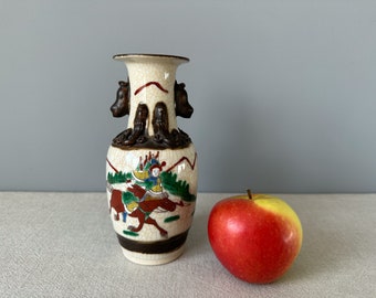 ヴィンテージ中国南京花瓶：手描きのクラックル釉陶器 - Etsy 日本