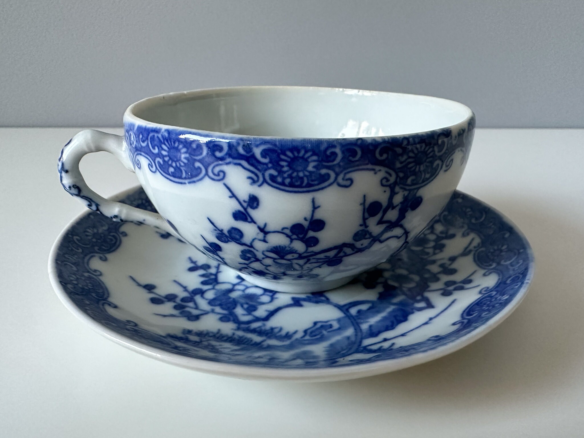 Vintage Japanese Porcelain Eggshell Tea Cup and Saucer Sakura Etsy