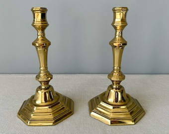 Vintage Pair of Candle Holders, 9" High, Gold Colour Candle Holders, Table Centerpiece, Vintage Home Decor, Vintage Candleholders