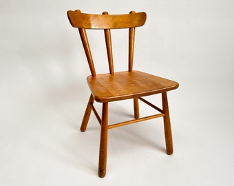 Vintage Scandinavian Beechwood Retro Chair with Spindle Back, Mid-century Modern Design