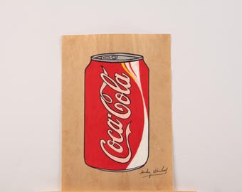 Efter Andy Warhol "Coca-Cola-burk" Gouache på papper, popkonst, dödsbostämpel
