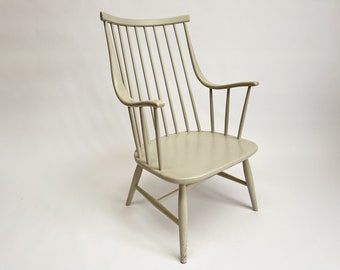 Vintage 1960s "Grandessa" Armchair by Lena Larsson for Nesto, Scandinavian Design, Spindle Back Chair