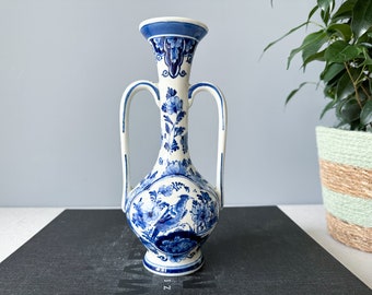 Vintage Royal Delft Vaas, 1957, De Porceleyne Fles Vaas, RESTAURATIE, Royal Delft Blauwe Vaas, Delfts handgeschilderde vaas